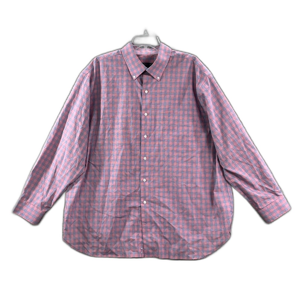 Oak Hill Premium Dress Shirt Mens 18 34-35 Houndstooth Plaid Button Down Office